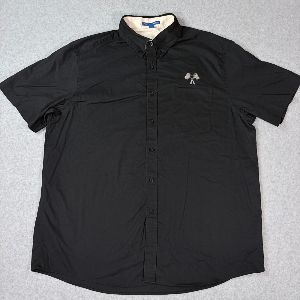 In-N-Out Burger Port Authority Mens XL Black Palm Tree Employee Button Shirt